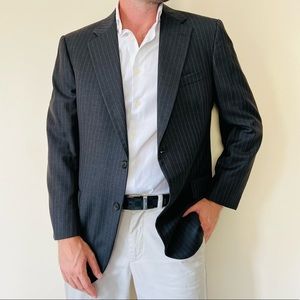 Brooks brothers grey striped blazer jacket hand tailored 100% wool